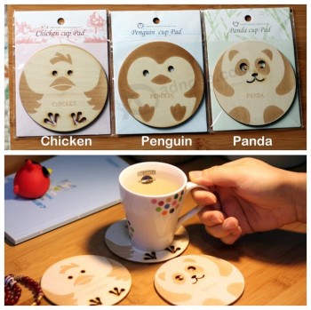 Craving Cute Animal Wooden Cup Pads for custom with your logo