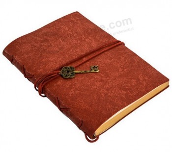 Cuaderno de viaje de cuero marrón retro de alta calidad al por mayor personalizado