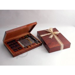 Glassy Finish Wooden Humidor with Ribbon for custom with your logo