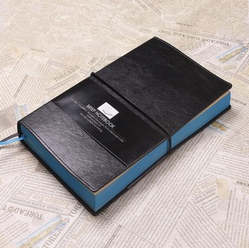 Cuaderno de brift de cuero suave negro de alta calidad personalizado al por mayor