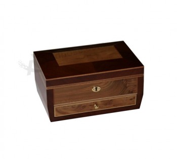 Al por mayor personalizado alto-Caja de Colección de joyería de madera oscura final