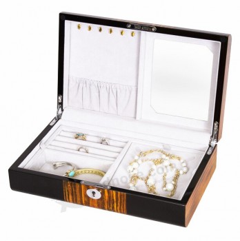 Al por mayor personalizado alto-Caja de regalo de embalaje de joyería de madera brillante final