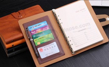 оптовые пользовательские высококачественные практичные кожаные ноутбуки с карманом