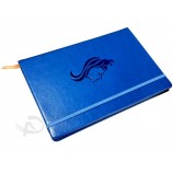 Großhandel benutzerdefinierte hochwertige dEbossed logo blau leder tagEbuch