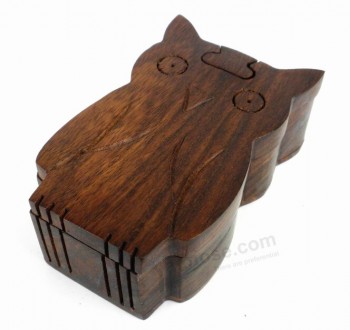 Commercio all'ingrosso di alta personalizzato-Scatola regalo in legno di forma regalo a forma di gufo