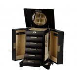Al por mayor personalizado alto-Caja de joyería de madera polivalente negra mate final