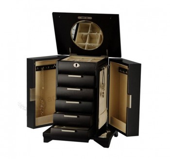Haut de gamme personnalisé-Fin boîte de bijouX en bois Multi-usages noir mat