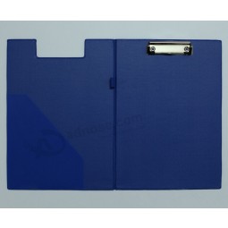 Cartelle di file in pelle di pvc blu personalizzate di alta qualità all'ingrosso Con clip in ACciaio inoX