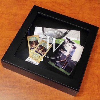 Haut de gamme personnalisé-Fin boîte de rangement souvenir noir avec fenêtre en verre