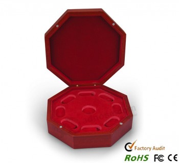 Wholesale custom high-end Octangle Golden Coins Showing Wooden Box