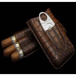 Couro de croCodilo que viaja humidor caso de Costume Com seu logotipo