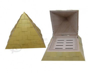 Golden Pyramid-Shaped Cigar Humidor for custom with your logo