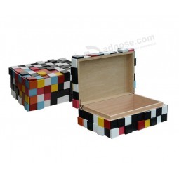 Mixed Colorful Clathrate Wooden Cigar Humidor for custom with your logo