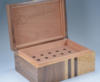 光泽清漆混合木制雪茄保湿盒定制与您的标志