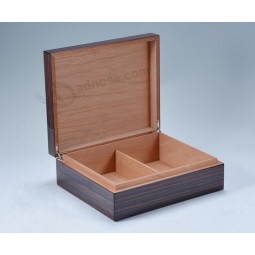 Humidificador de madeira do charuto do verniz da teXtura Para o Costume Com seu logotipo