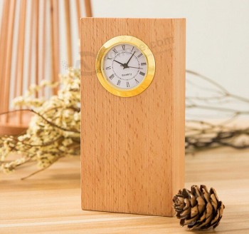 Haut de gamme personnalisé-Fin de la nature hêtre bureau en bois base horloge