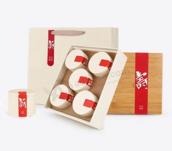 Al por mayor personalizado alto-Caja de regalo de té de bambú de naturaleza final