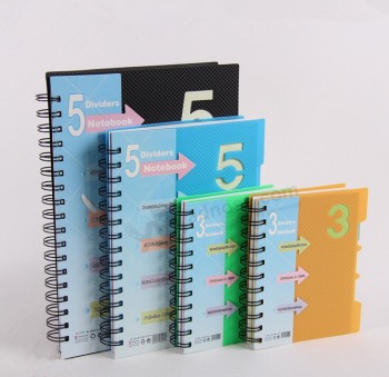 Plastic Printing Spiral Notebooks with Dividers for custom with your logo