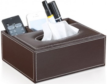 Benutzerdefinierte hoch-Aufbewahrungsbox aus Leder für Fern- und Kosmetiktücher (Tb-003)