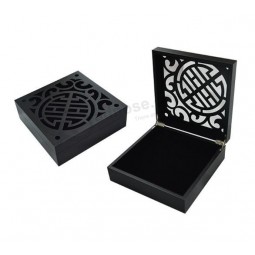 Wholesale custom high-end Skeleton Black Painted Wooden Gift Box