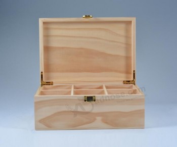 卸売カスタム高-天然木の松の木の茶の収納ボックス