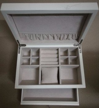 Boîte en bois blanche de Stockage de bijoux de peinture pour la coutume avec votre logo