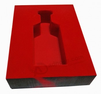 индивидуальный красный упаковочный лоток для вина с бархатом для вашего логотипа