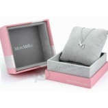 Square Pink Wedding Necklace Box with Pillow for custom with your logo