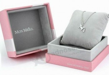 Square Pink Wedding Necklace Box with Pillow for custom with your logo
