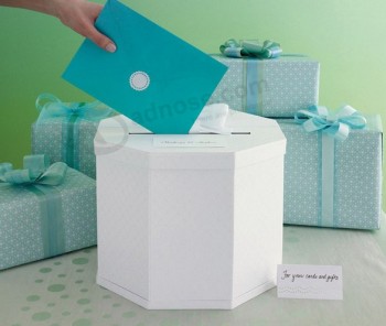 Caixa de coleta de hexágono branco Para cartas personalizDe Anúncios.as com seu logotipo