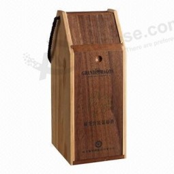 Unpainted Walnut Wood Wine Box with Handle for custom with your logo