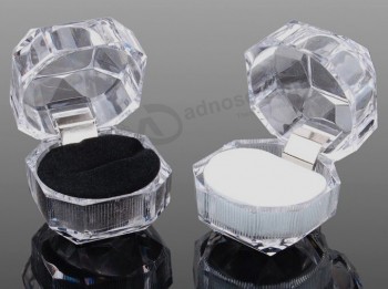 Custom high-end Tiny Transparent Acrylic Ring Showing Boxes