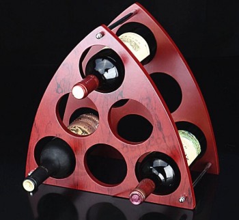 Custom high-end New Triangle Wood Wine Bottles Display Shelf
