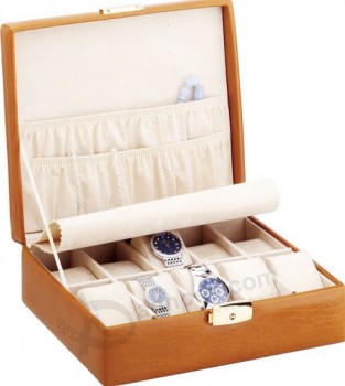Caixa de Presente de exibição de luxo relógio do couro Para o coStume com o seu logotipo