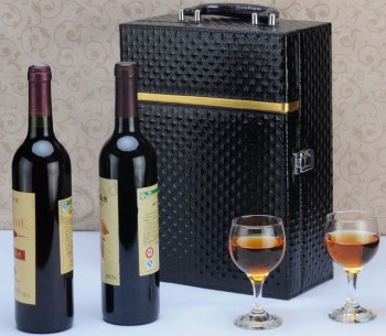 изготовленный под заказ высокий-конец класс черный бриллиант зерно бумага вино подарочная коробка