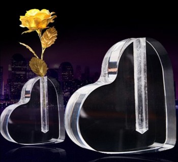 Custom high-end Heart-Shaped Crystal Acrylic Flower Holder Base