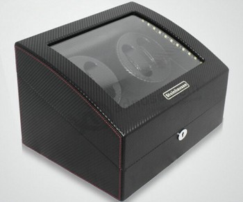 классическая глянцевая черная кожаная намоточная коробка (термометр-929) для вашего логотипа