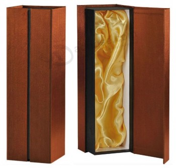 Alto personalizzato-Fine scatola di carta di vino d'oro di lusso con inserto di seta