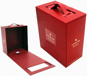 Custom high-end Red PU Leather Wine Package Case