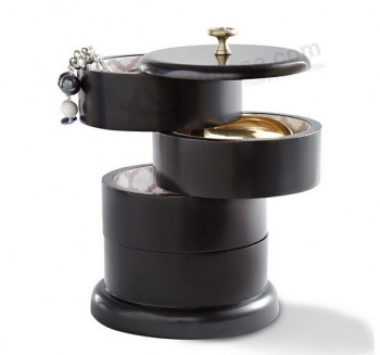 Alto personalizzato-Scatola nera organizer girevole per gioielli girevole nera