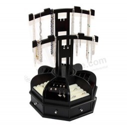 Custom high-end Wood Rotating Jewelry Display Stand with Drawers