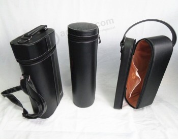 Custom high-end Glossy Black Leather Wine Holding Cases