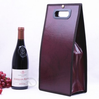 Custom high-end Leather Wine Packing Handle Bag