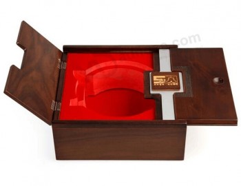 изготовленный под заказ высокий-конец орехового деревянного винного шкафа с красным лотком eva
