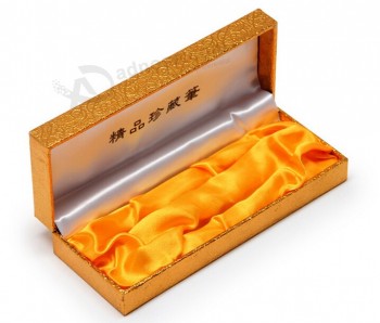PersonalizAnuncio.o alto-Caja de regalo de pluma dorAnuncio.a de lujo con tela de seda amarilla