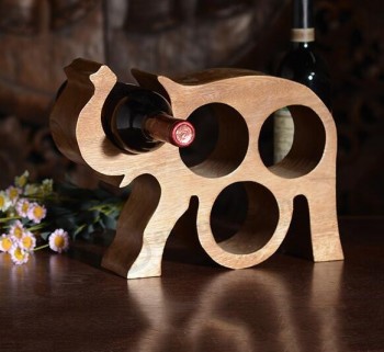 Custom high-end Elephant Shape Wooden Wine Display Rack