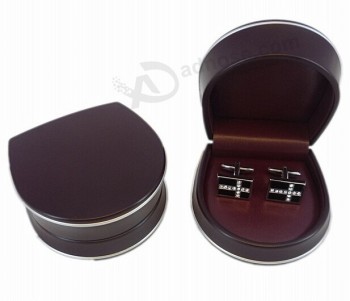 Custom high-end Brown Clamshell Cufflink Box