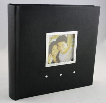 изготовленный под заказ высокий-конец классического черного кожаного фотоальбома (годовых-023)