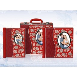 AangeVaderSte hooGte-Einde rood leerliefhEbber foto's album met koffer (Vader-012)
