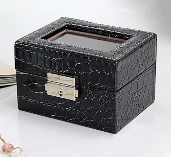 изготовленный под заказ высокий-черная кожаная коробка с зеркалом